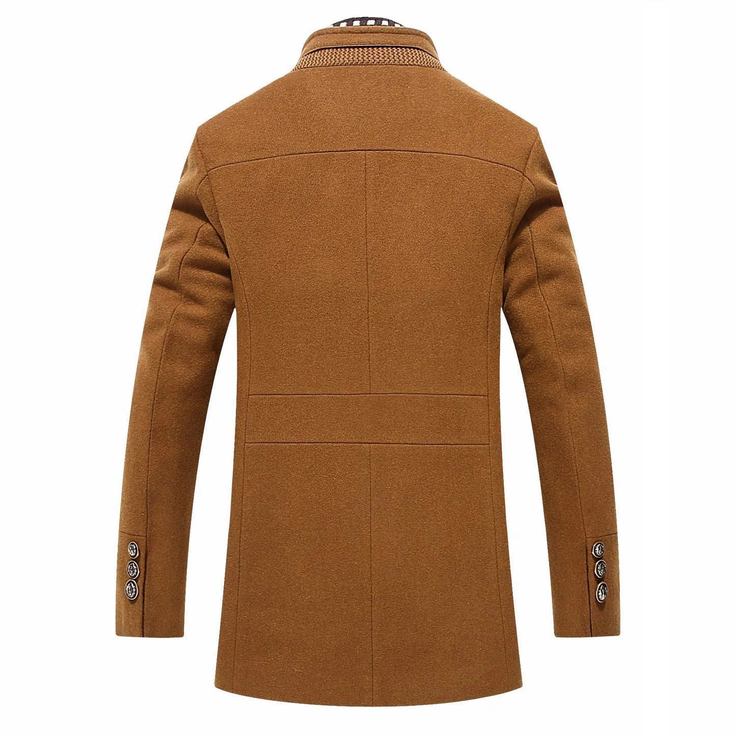 Men's Thick Stand Collar Detachable Scarf Wool Coat