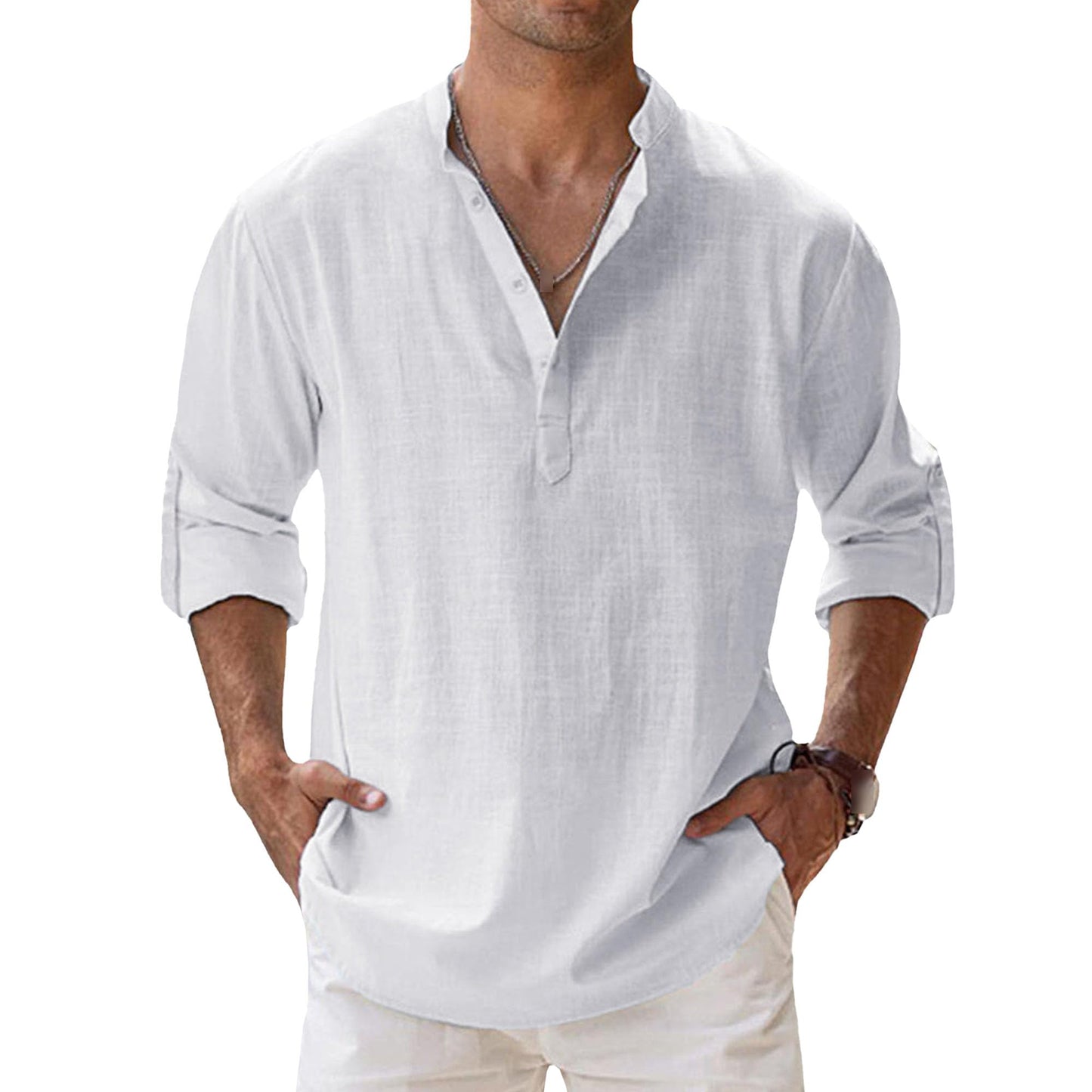 Men's Casual 100% Cotton Long-Sleeve Shirt