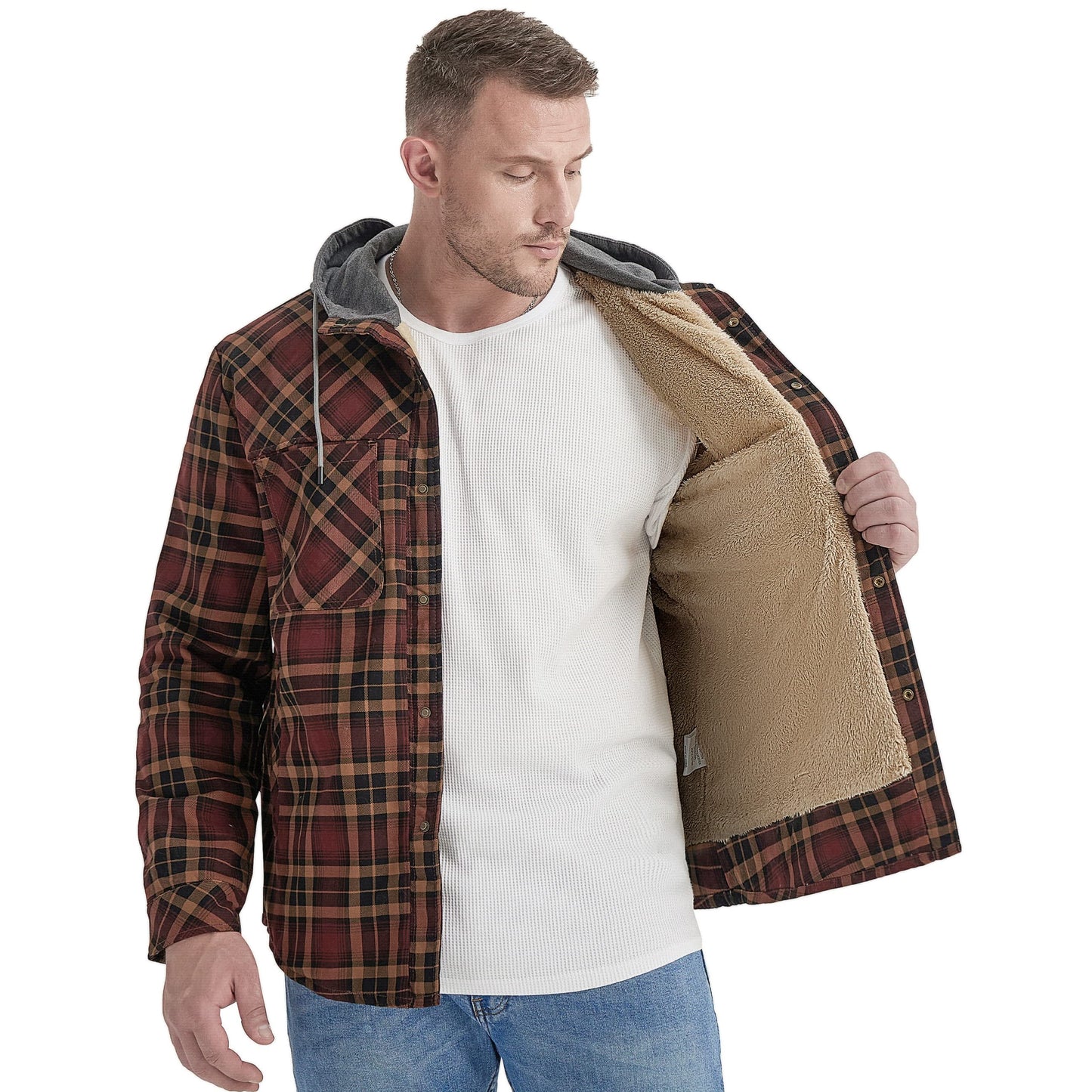 Men's Vintage Thick Inner Fleece Cotton Hoodie Jacket