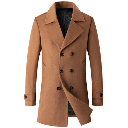 Men's Winter Casual Double Breasted Wool Blend Coat