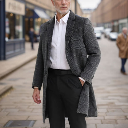 Men's Classic Stylish Business Casual Stripe Wool Coat