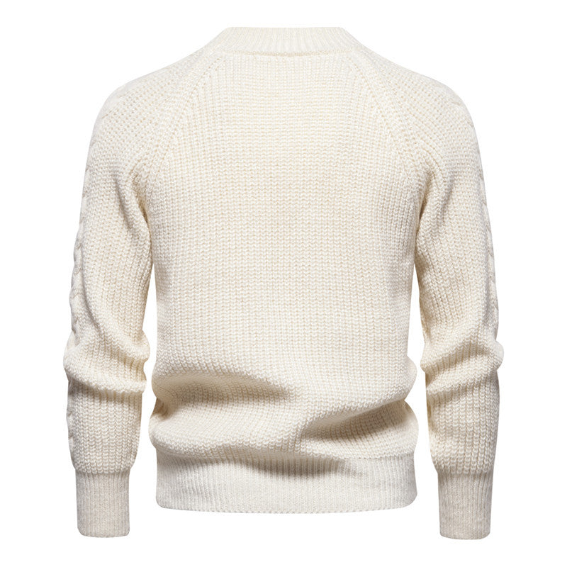 Men's Pullover Stretchy Knitted  Crew Neck Sweater