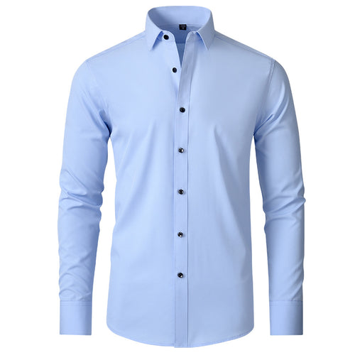 Men's Elastic Dress Shirts, Slim Fit Long Sleeves Shirt