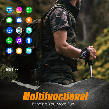 3ATM Waterproof Tactical Rugged Smart Watch with Bluetooth Call, Compatible With Android