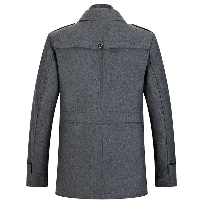 Men's Classic Warm Double-Layer Collar Wool Blend Coat