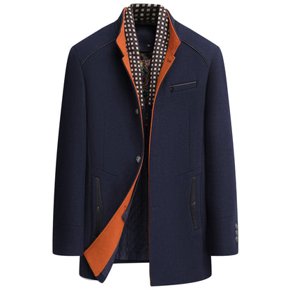 Men's Premium Thick Wool Blend Coat With Detachable Scarf
