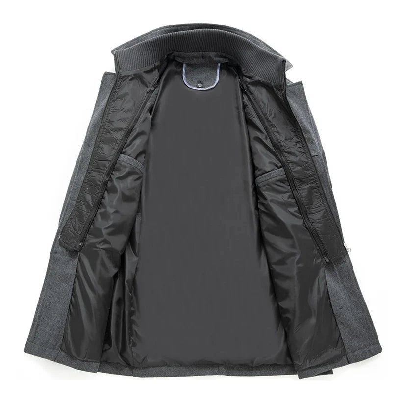 Men's Classic Warm Double-Layer Collar Wool Blend Coat