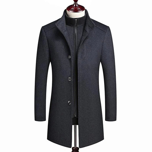 Premium Men's Thick British Double-Layer Wool Coat