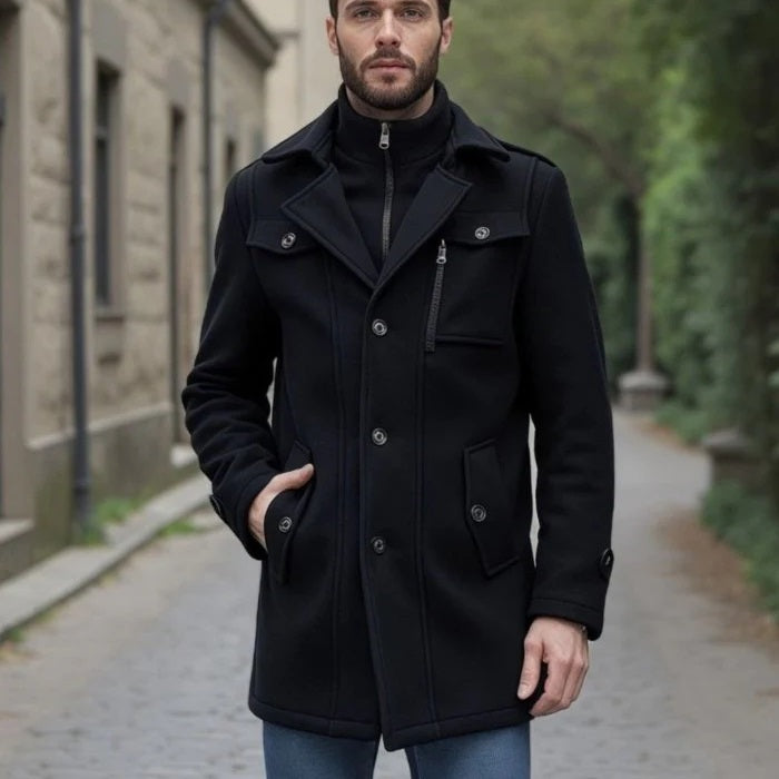 Men's Thick Business Casual Double-Layer Wool Coat