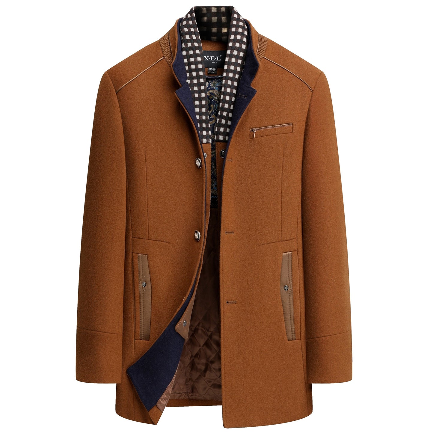 Men's Premium Thick Wool Blend Coat With Detachable Scarf
