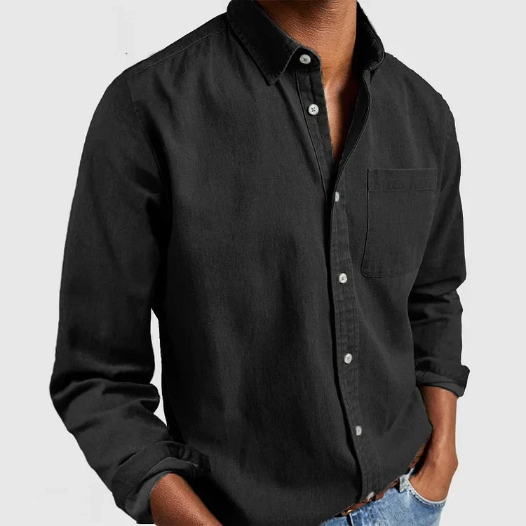 Men's Casual Solid Long Sleeves Work Shirt