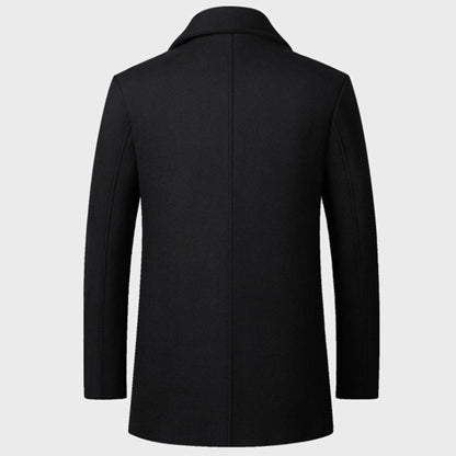 Men's Double Breasted Turn-down Collar Wool Blend Pea Coat