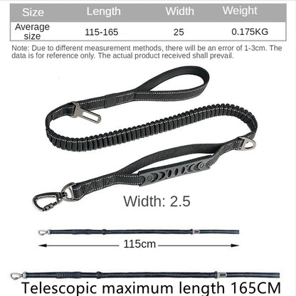 Heavy Duty Bungee Dog Leash - 5 Ft Reflective Dog Shock Absorbing Training Leash with Double Traffic Handles