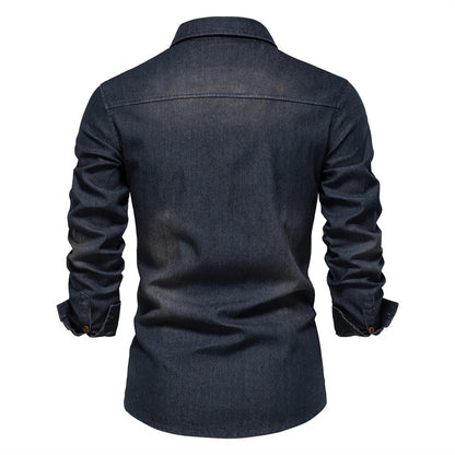 Men's Retro Cotton Long Sleeve Denim Shirt