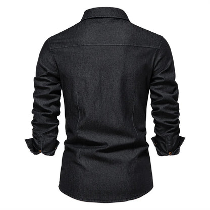 Men's Retro Cotton Long Sleeve Denim Shirt