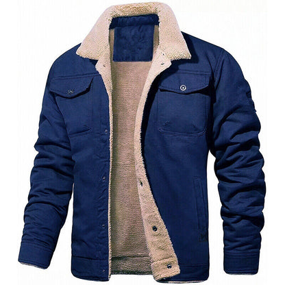 Men's Thick Fleece-Lined Cotton Casual Jacket