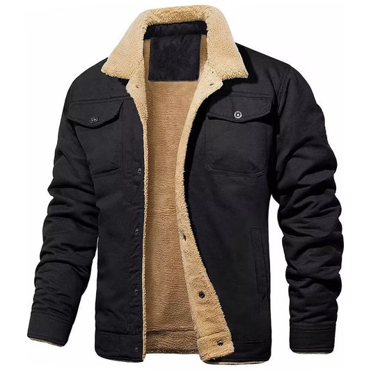 Men's Thick Fleece-Lined Cotton Casual Jacket