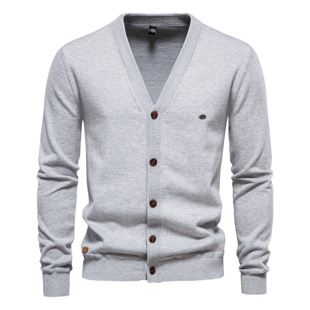 Men's Casual Knitted V Neck Cardigan Sweater