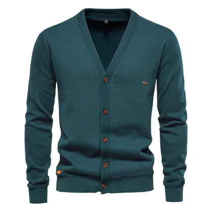 Men's Casual Knitted V Neck Cardigan Sweater