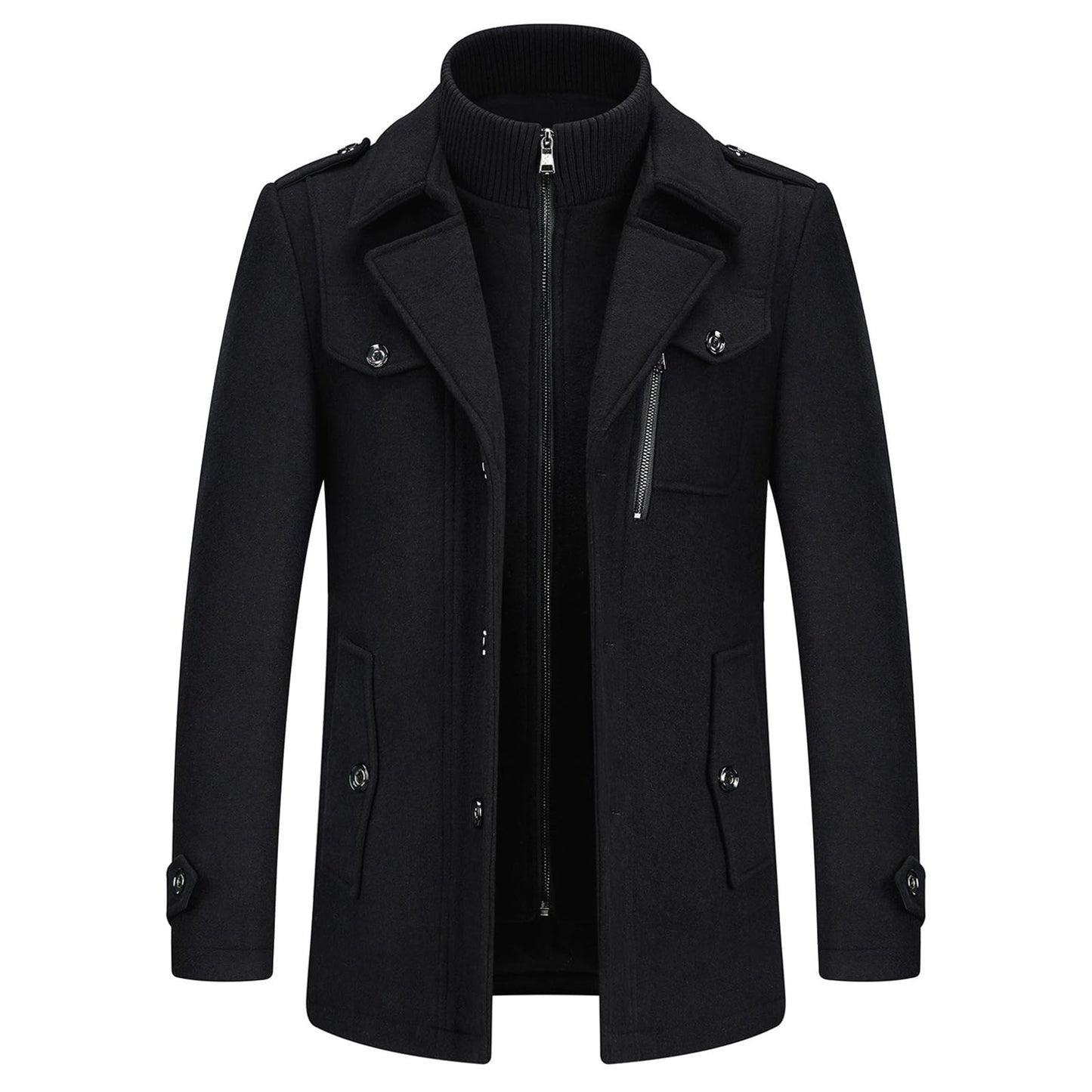 Men's Winter Thick Double-Layer Wool Blend Coat