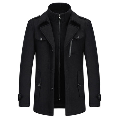 Men's Winter Thick Double-Layer Wool Blend Coat