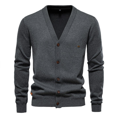 Men's Casual Knitted V Neck Cardigan Sweater