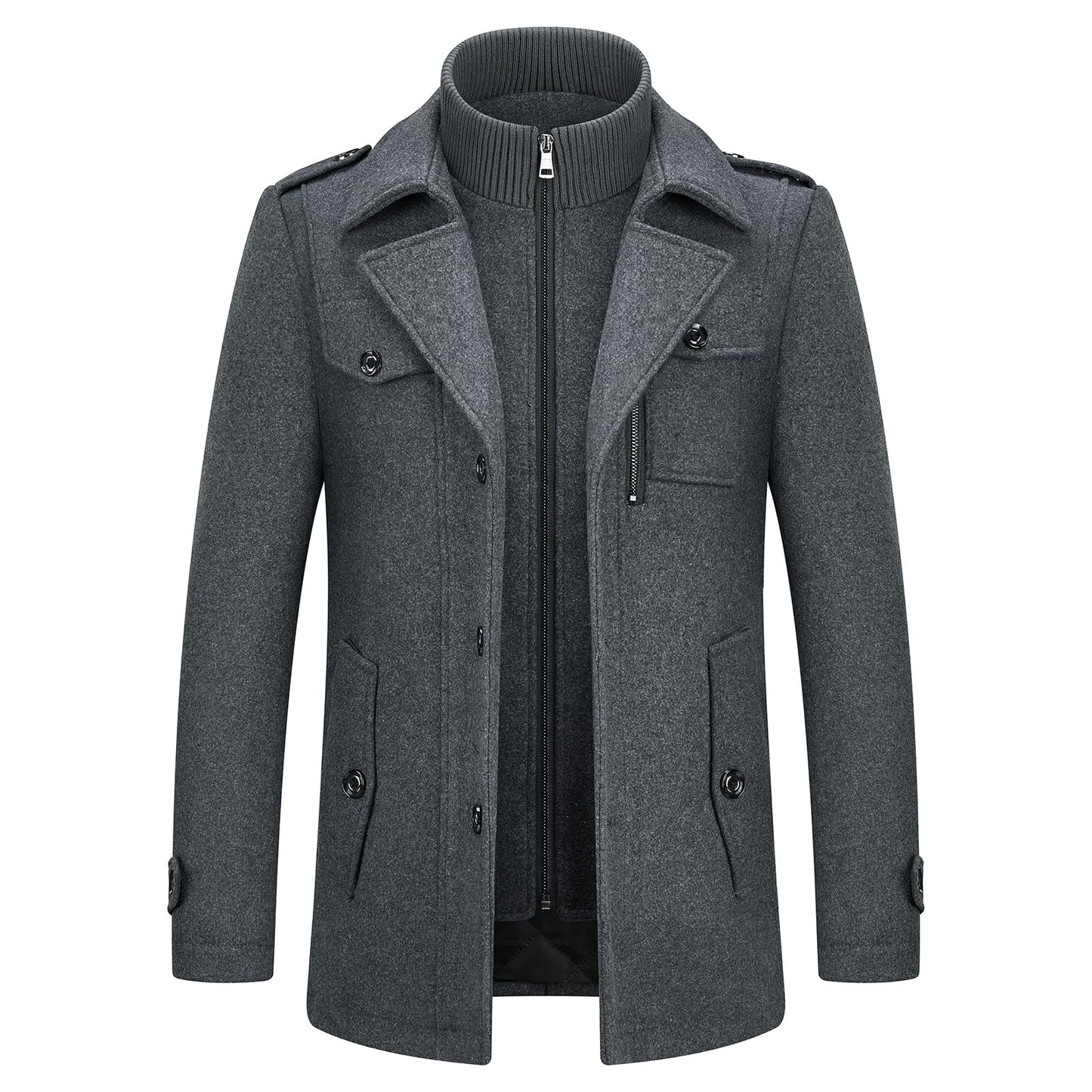 Men's Thick Business Casual Double-Layer Wool Coat