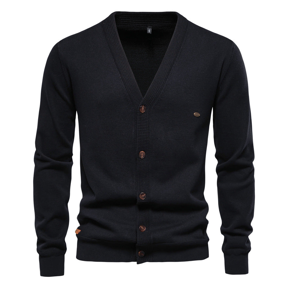 Men's Casual Knitted V Neck Cardigan Sweater