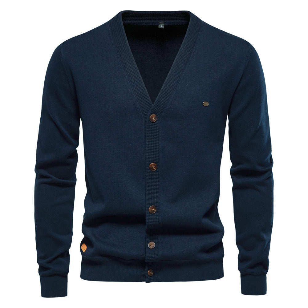 Men's Casual Knitted V Neck Cardigan Sweater