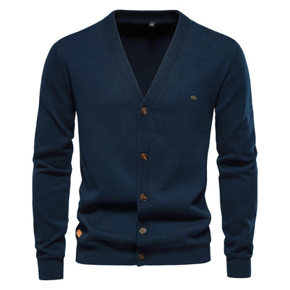 Men's Casual Knitted V Neck Cardigan Sweater