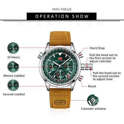 MF Men Watch, Chronograph Waterproof Sport Analog Quartz Watches