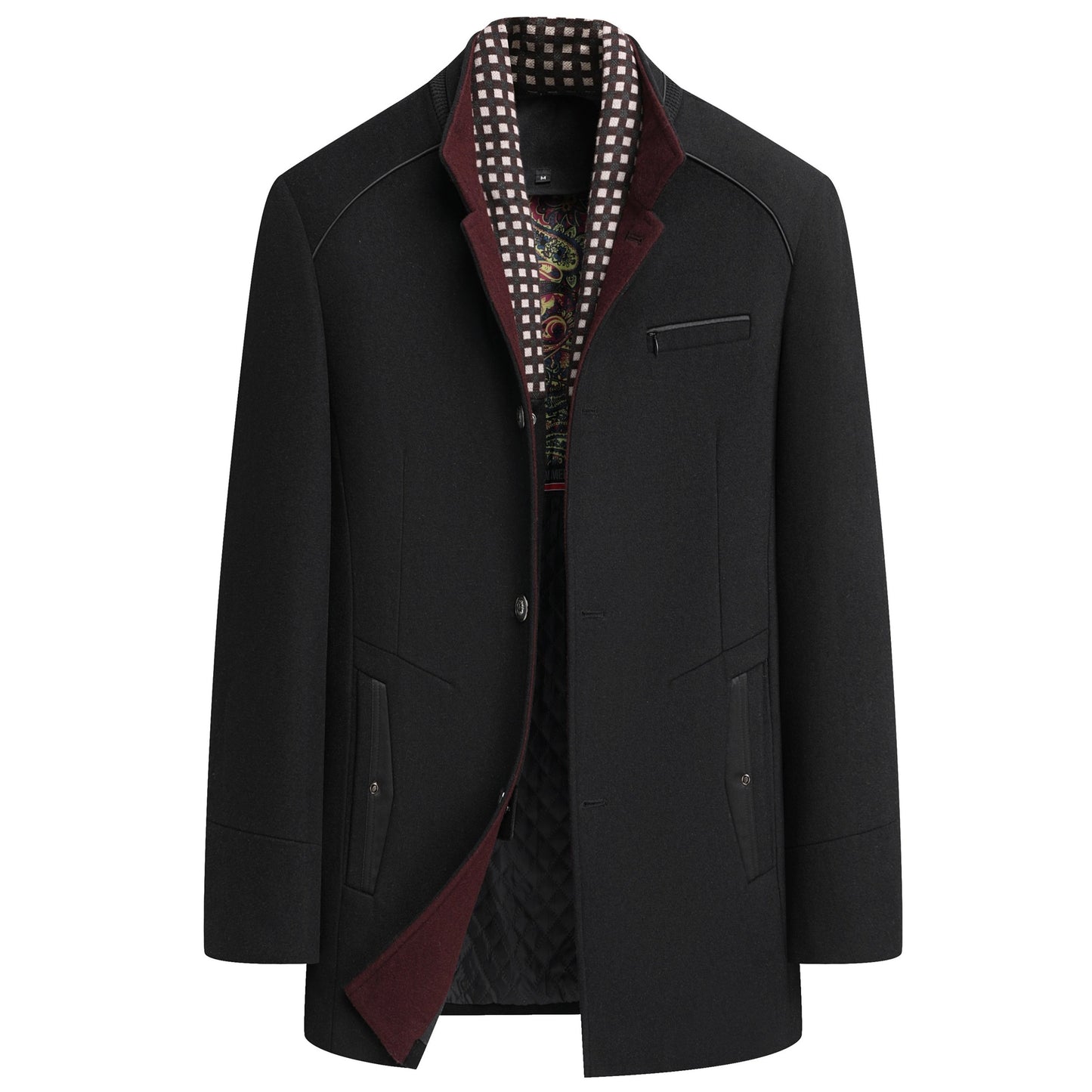 Men's Premium Thick Wool Blend Coat With Detachable Scarf