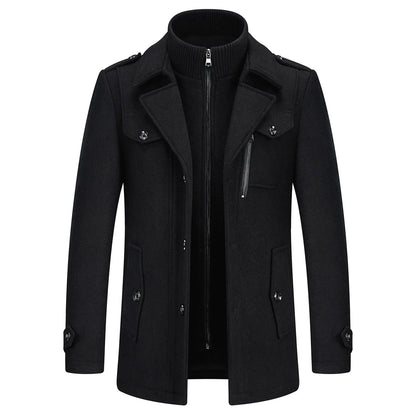 Men's Thick Business Casual Double-Layer Wool Coat