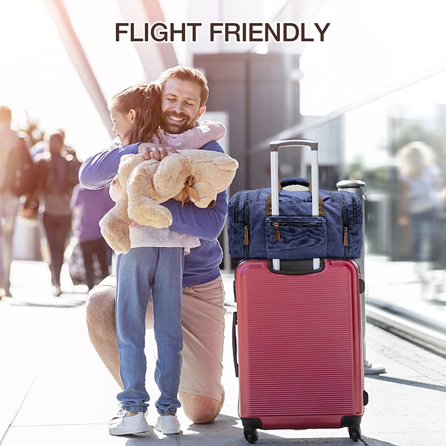 30L Travel Duffel Bag Canvas Leather Duffle Bag Upgraded Overnight Weekender Bag