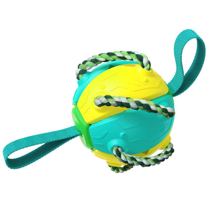 Dog Football Toys 2in1 Multifunctional Tranining Outdoor Interactive Toys Agility Ball with Chew Ropes