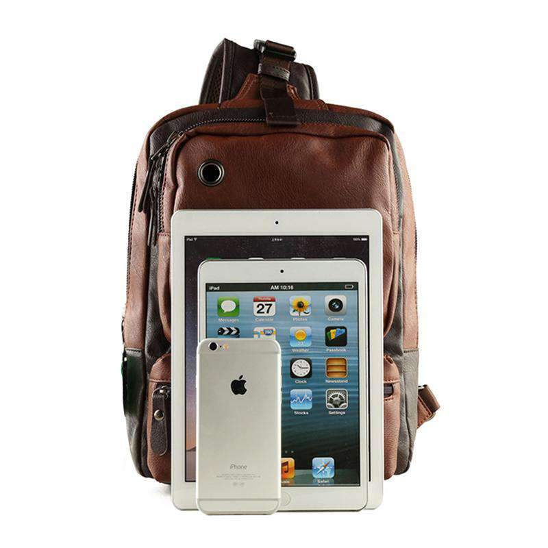 Sling Crossbody Backpack Shoulder Bag for Men Women Vintage PU Leather